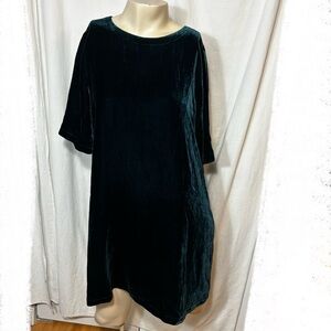 Eileen Fisher women’s green velvet silk mix tunic top dress extra small xs